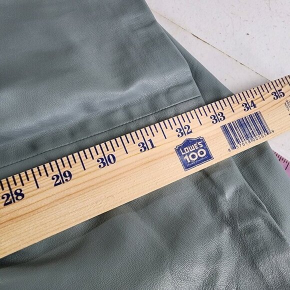 Zara Faux Leather‎ Ruched Puff Sleeve Dress Sold Out Seafoam Green Large - Picture 11 of 16